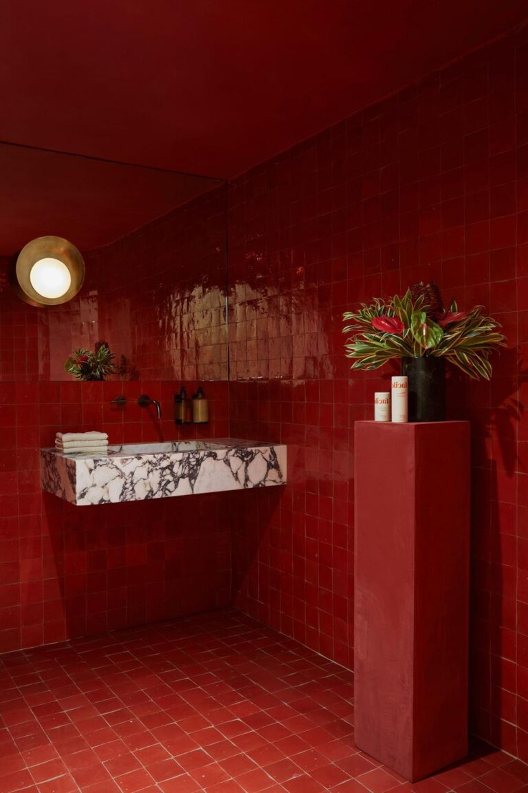 16 Baños en Rojo Oscuro: Elegancia y Estilo que Te Sorprenderán