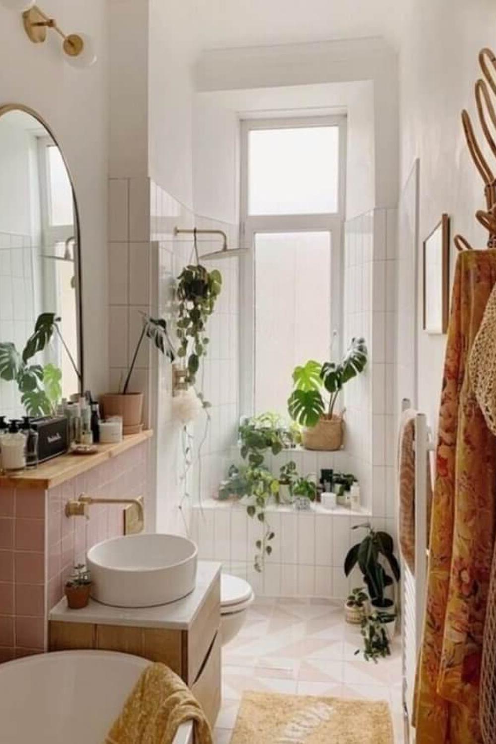 A serene bathroom emphasizing soft lighting and neutral shades.