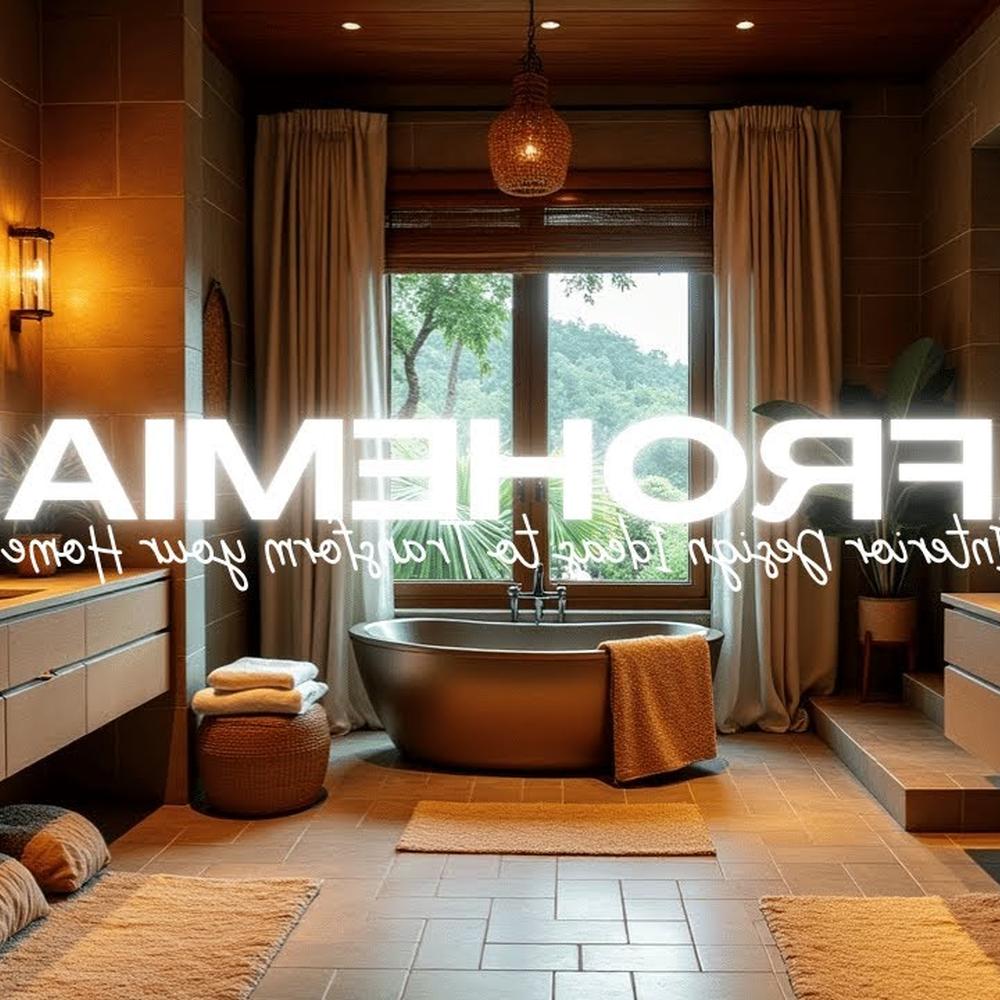 A rustic yet modern Afrohemian bathroom featuring an oval bathtub.