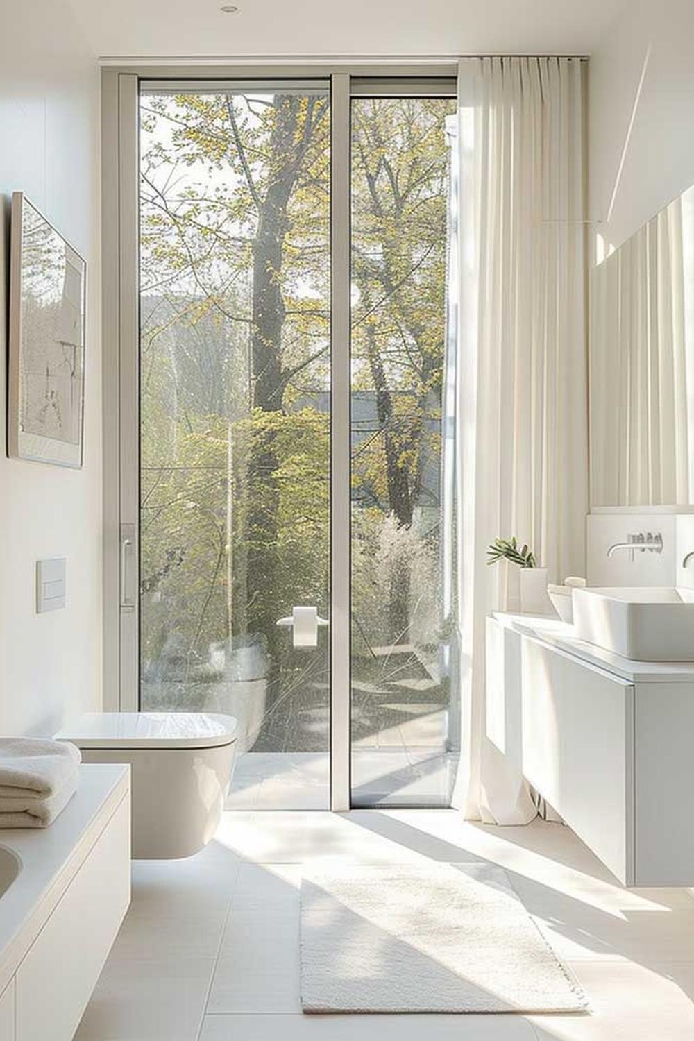 Baño acentuado con luz natural y comodidad