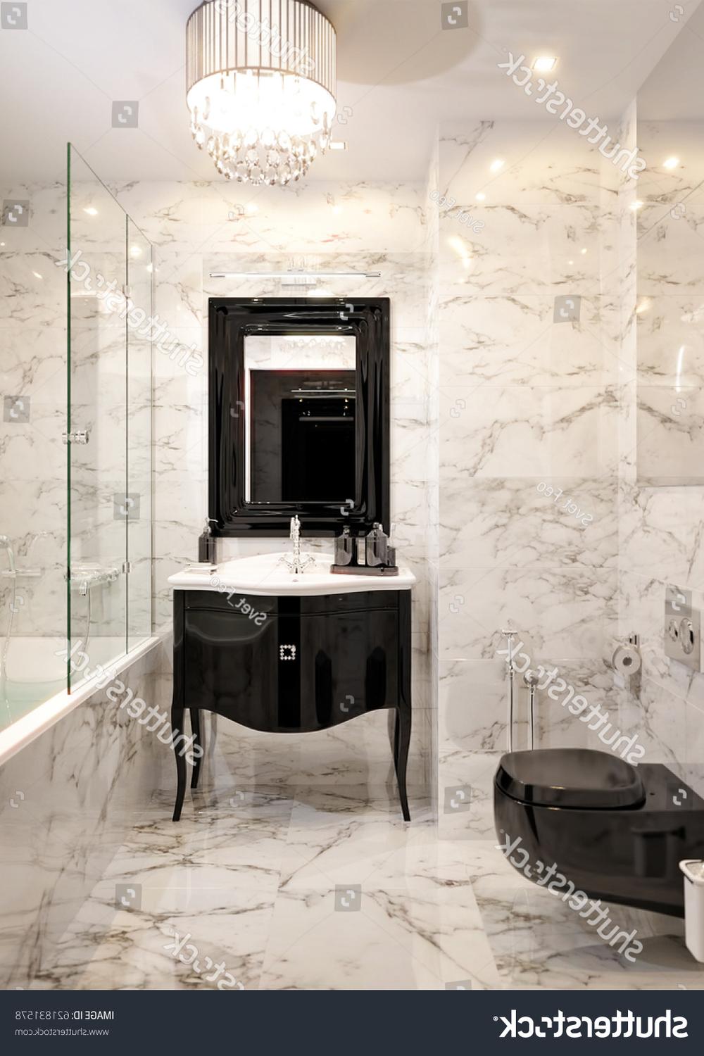 Sleek Art Deco bathroom featuring elegant marble and gold designs