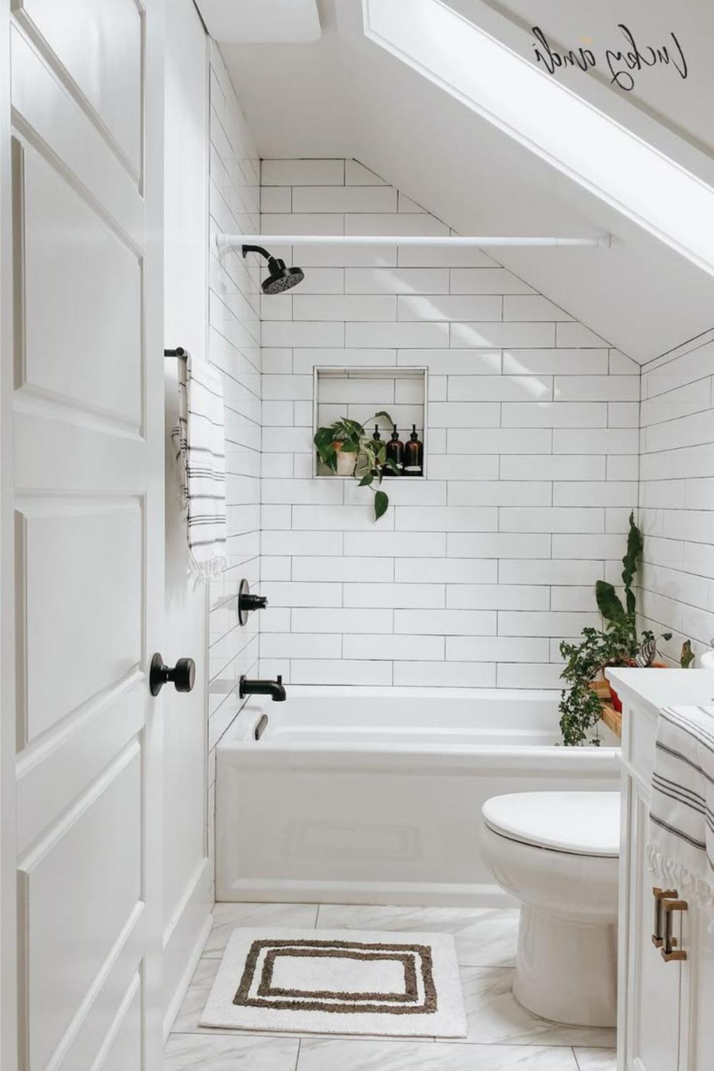 Naturally bright attic bathroom with smooth aesthetics
