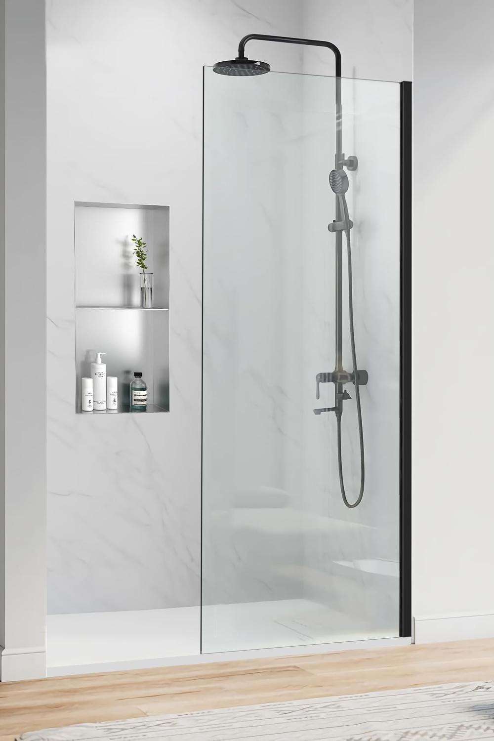 Baño elegante con contrastes de colores