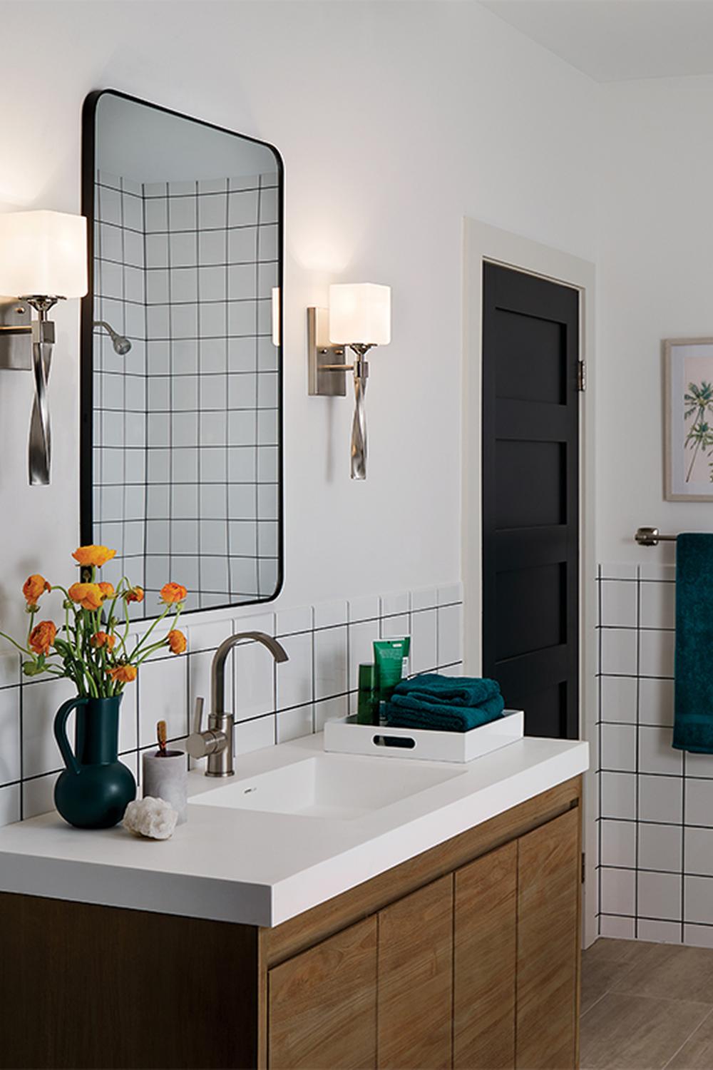 Sophisticated bathroom featuring a beautifully designed layout with subtle colors.