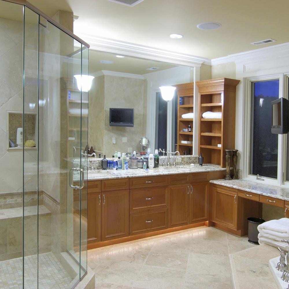 Stylish bathroom with elevated textures and beautiful design.