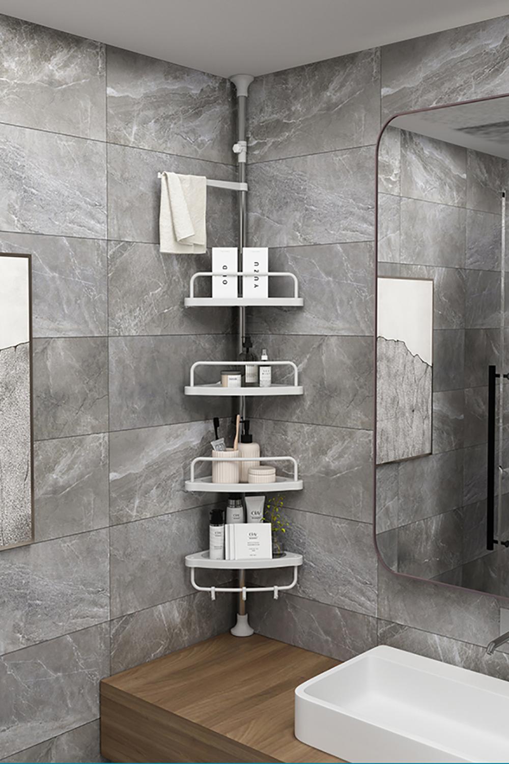 tiered shower shelf designed for great storage capacity