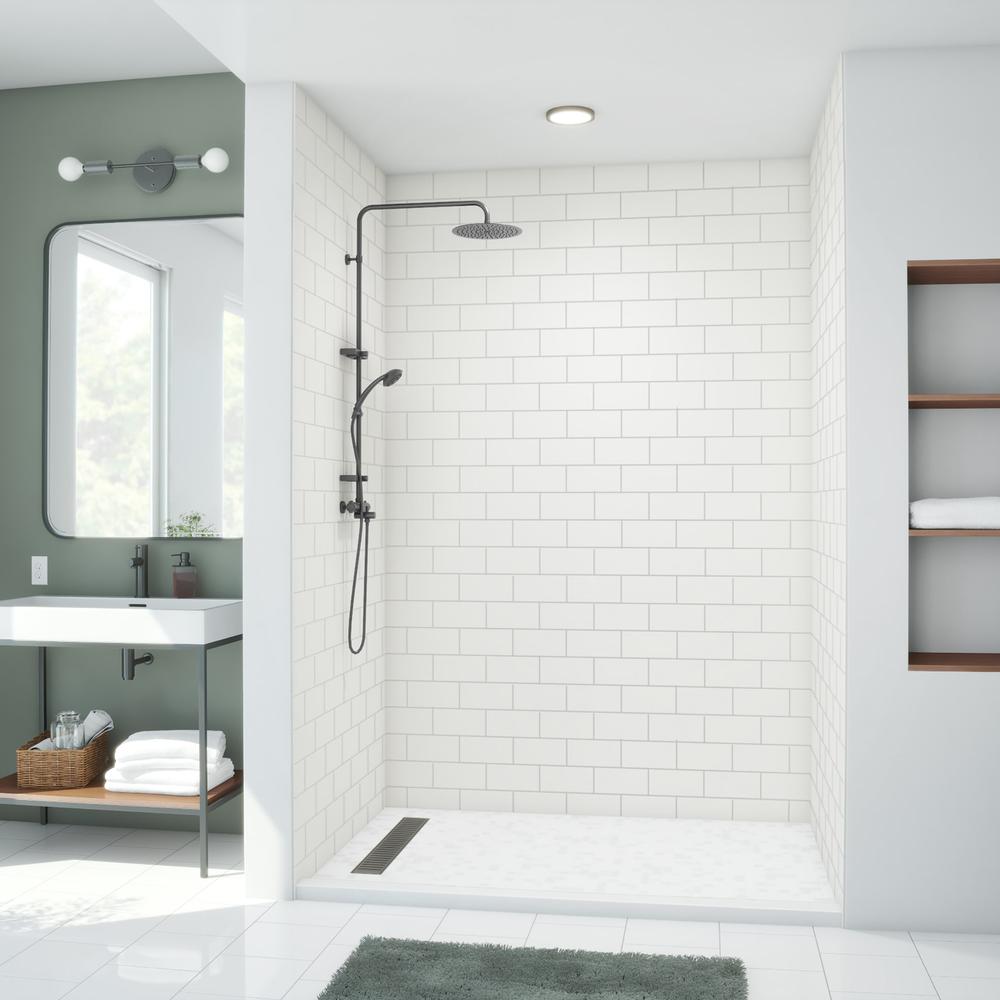 Classic white subway tiles enhancing a timeless shower design with modern fixtures