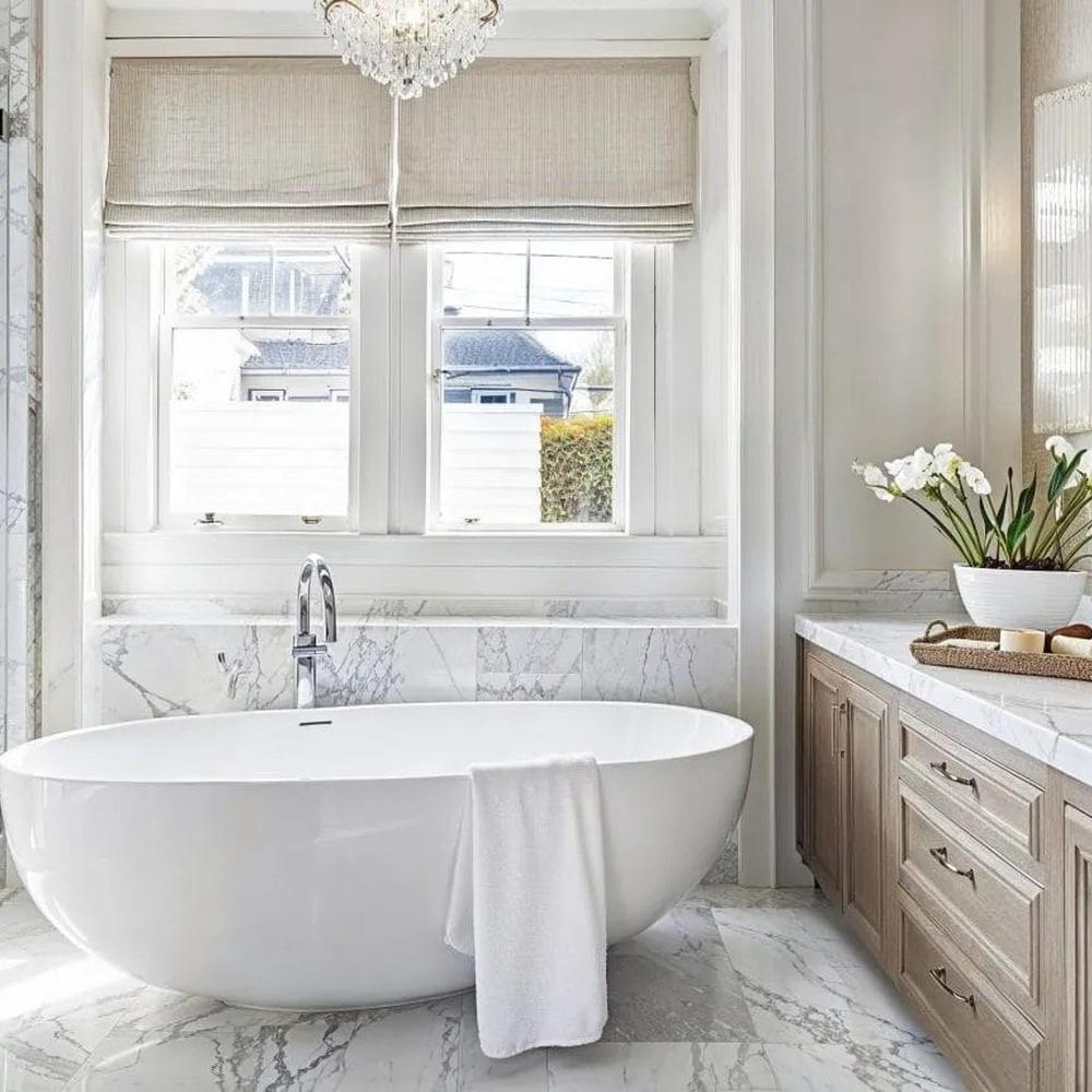 Bright bathroom featuring luxurious elements in design