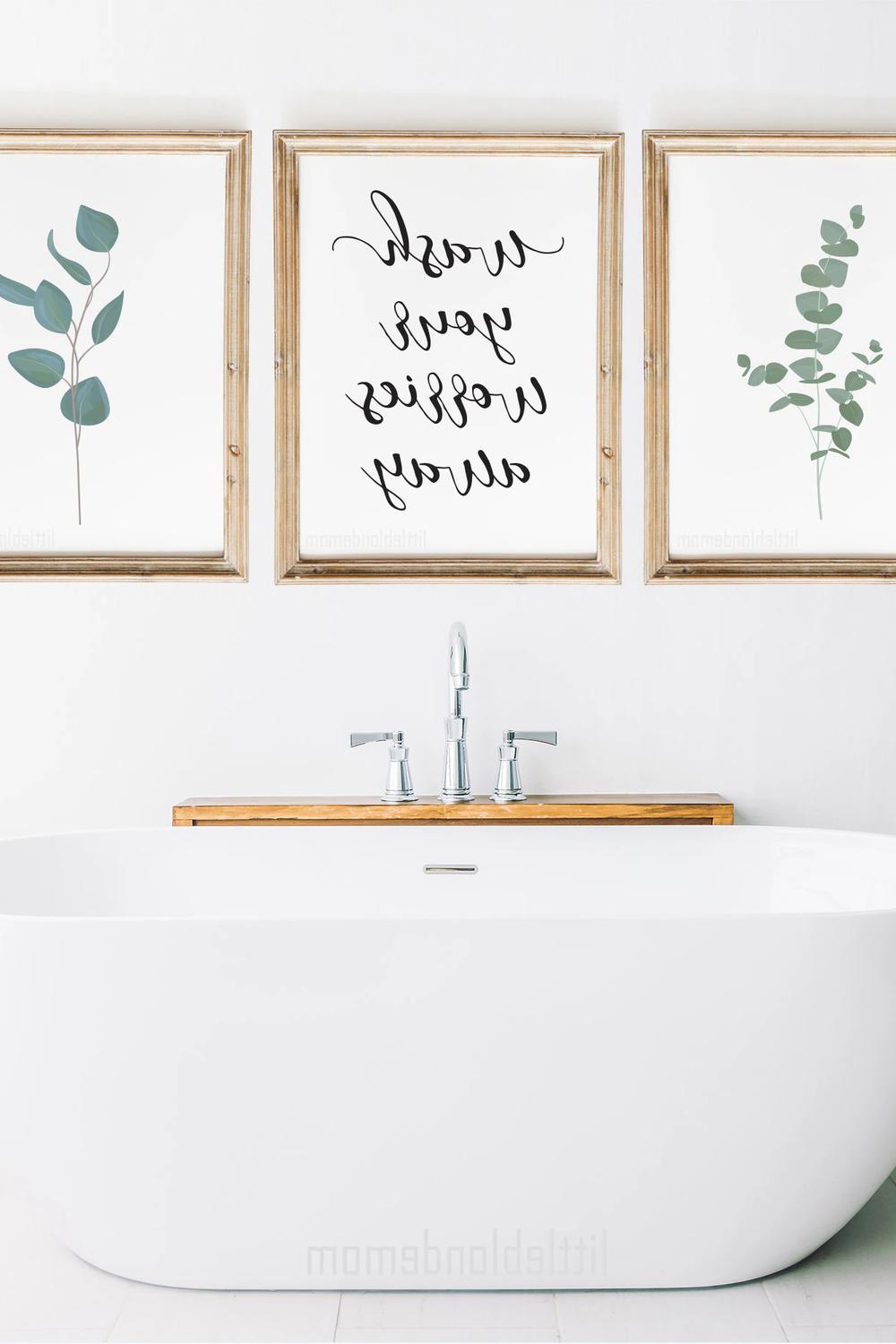 Tranquil bathroom featuring peaceful mural artwork on the wall
