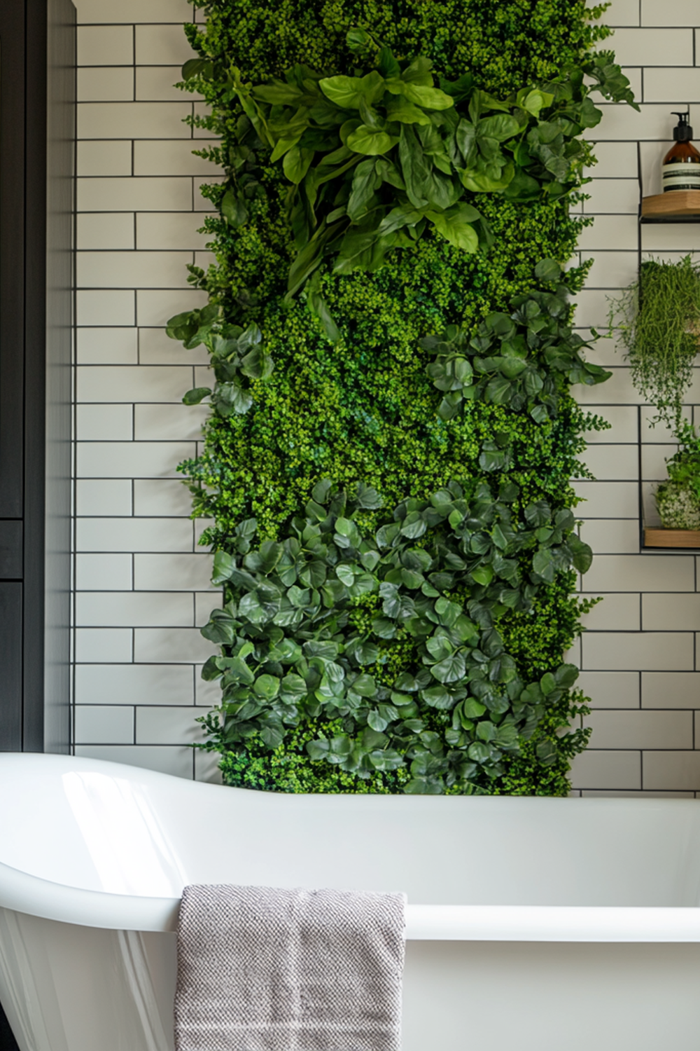 Bathroom with a vertical garden feature