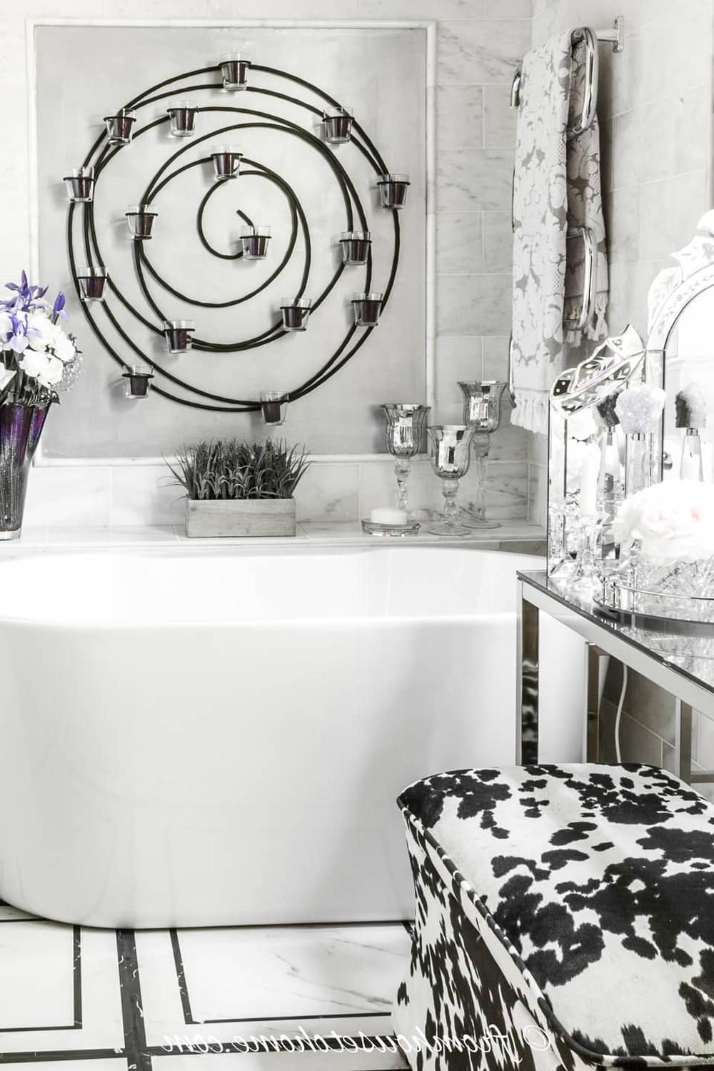 Modern black and white bathroom with clean lines and elegant decor