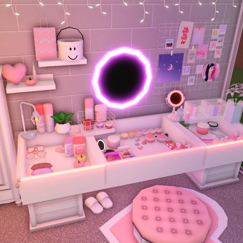 Tocador acogedor con detalles encantadores en Bloxburg