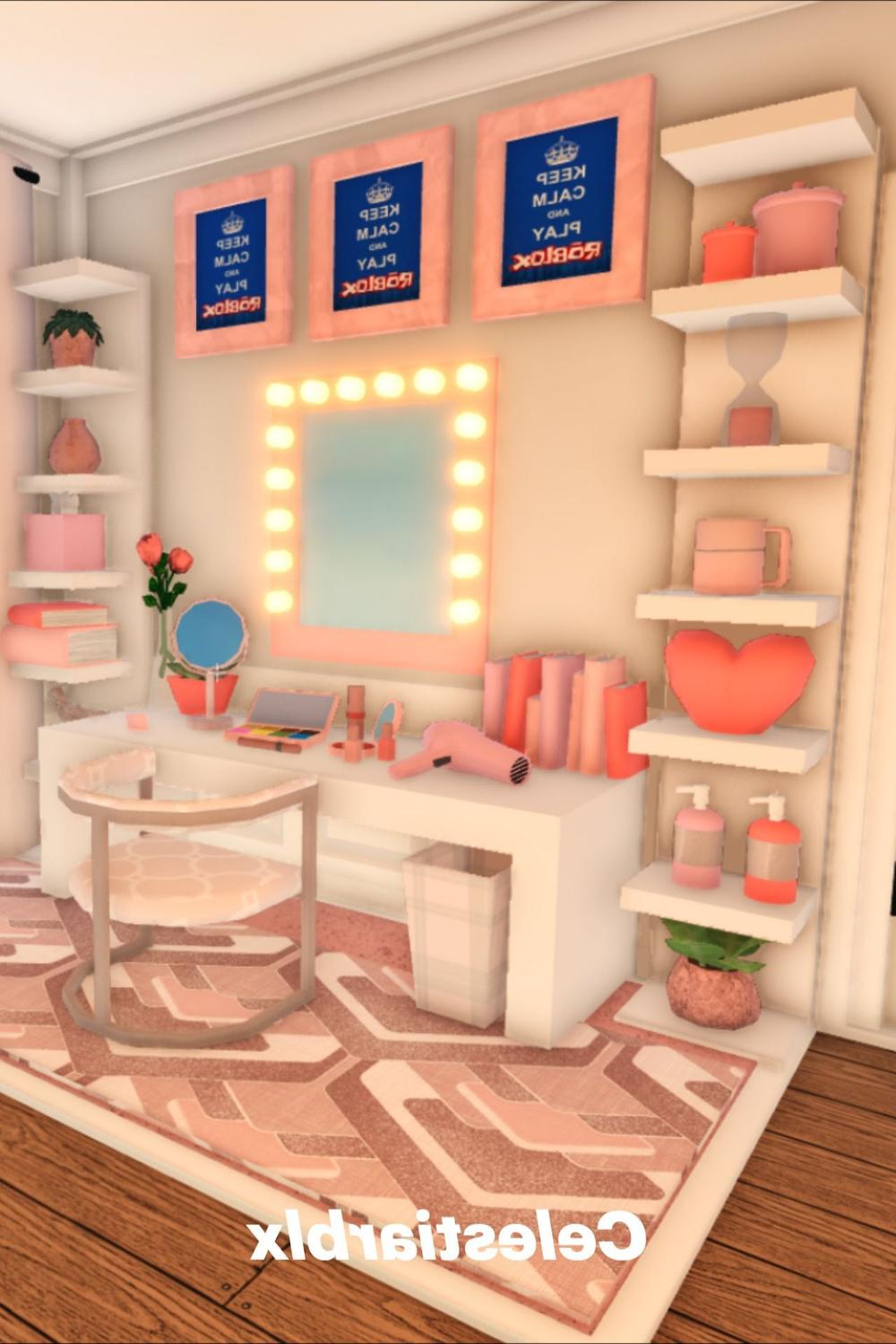 Tocador minimalista con un toque divertido en Bloxburg