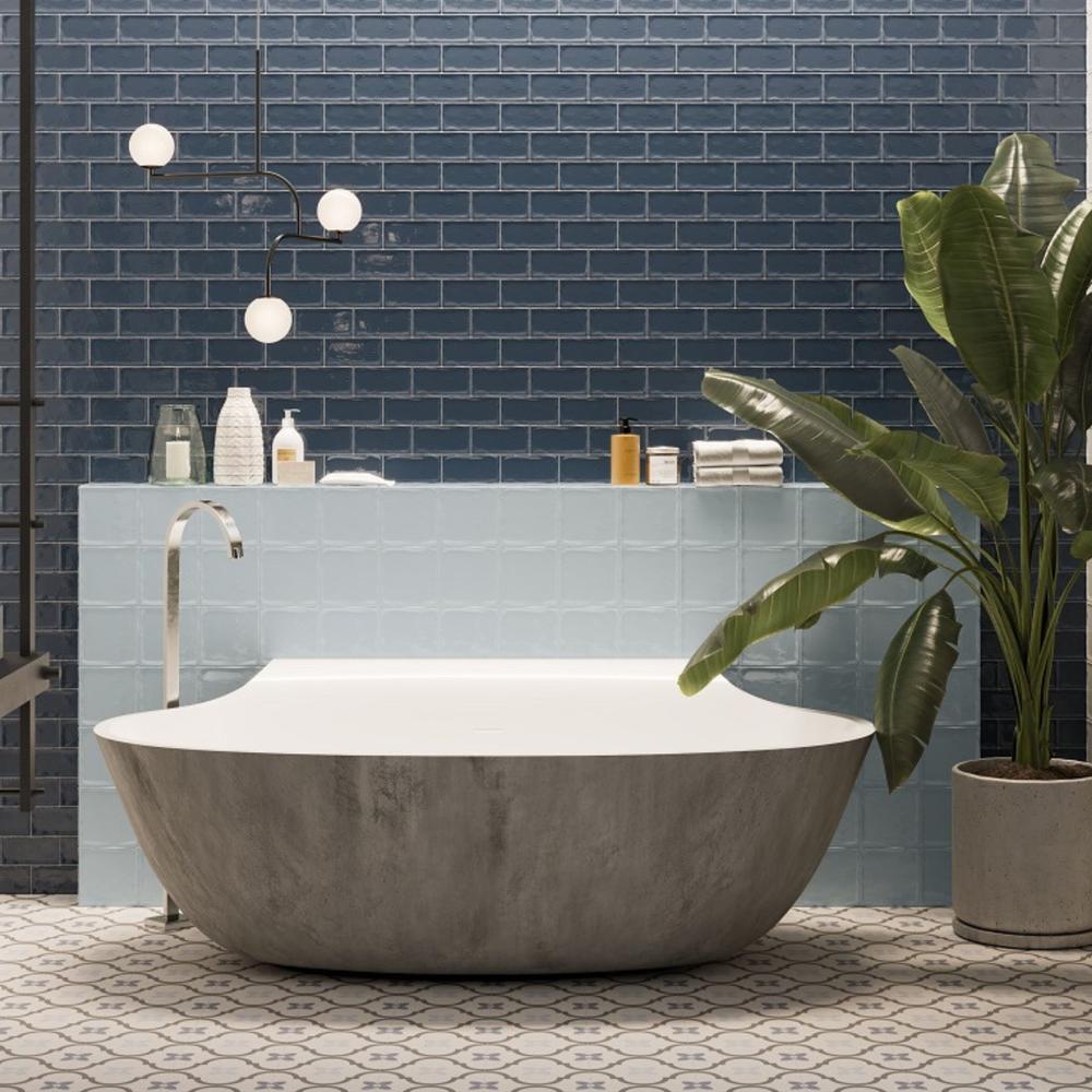 Modern tranquility in blue and gray bathroom