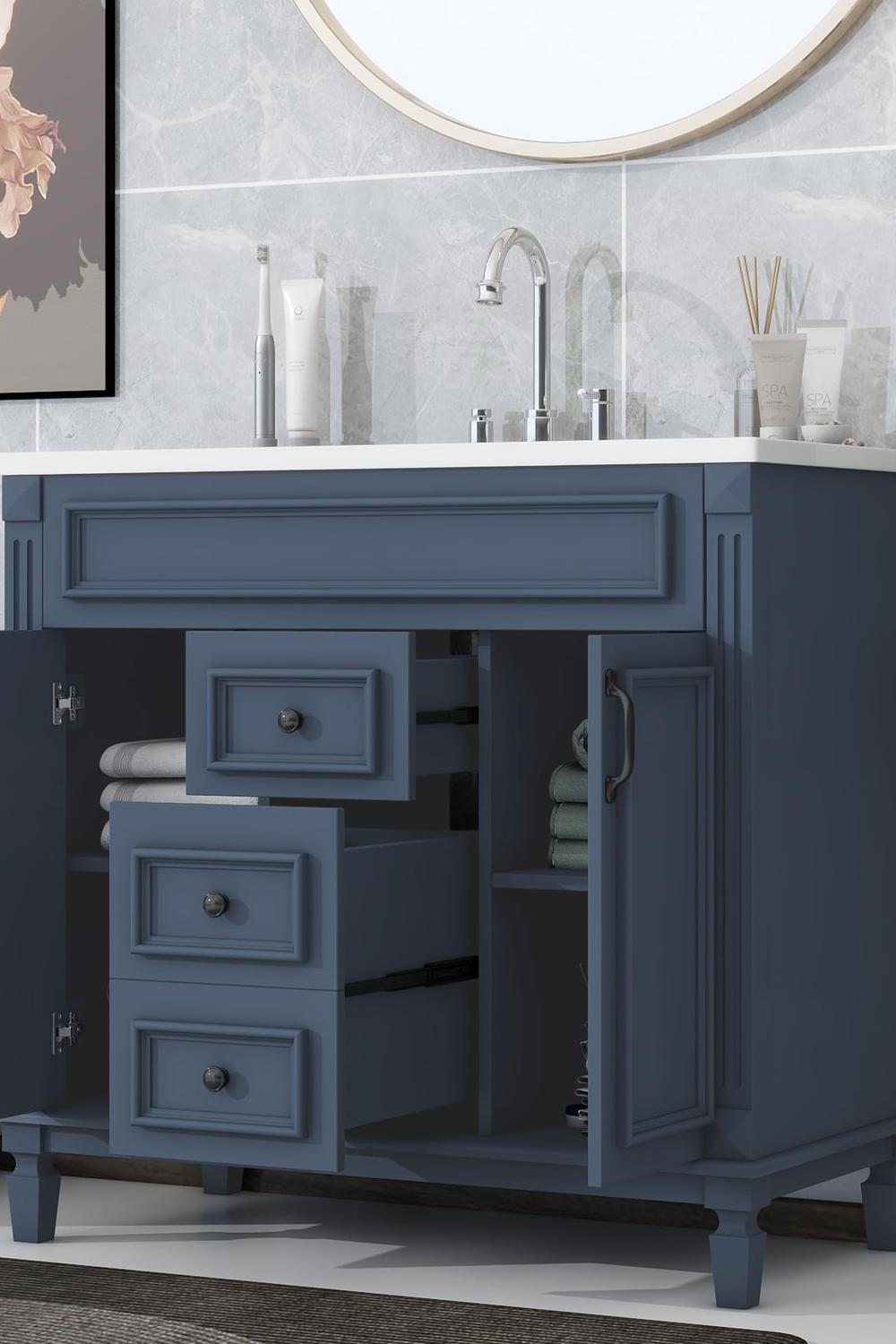 Lavabo gris cálido con envolvimiento contemporáneo