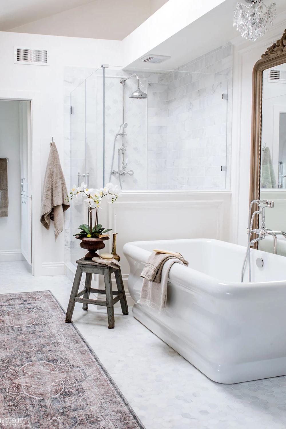 Sophisticated bathroom with elegant Carrara marble shower design