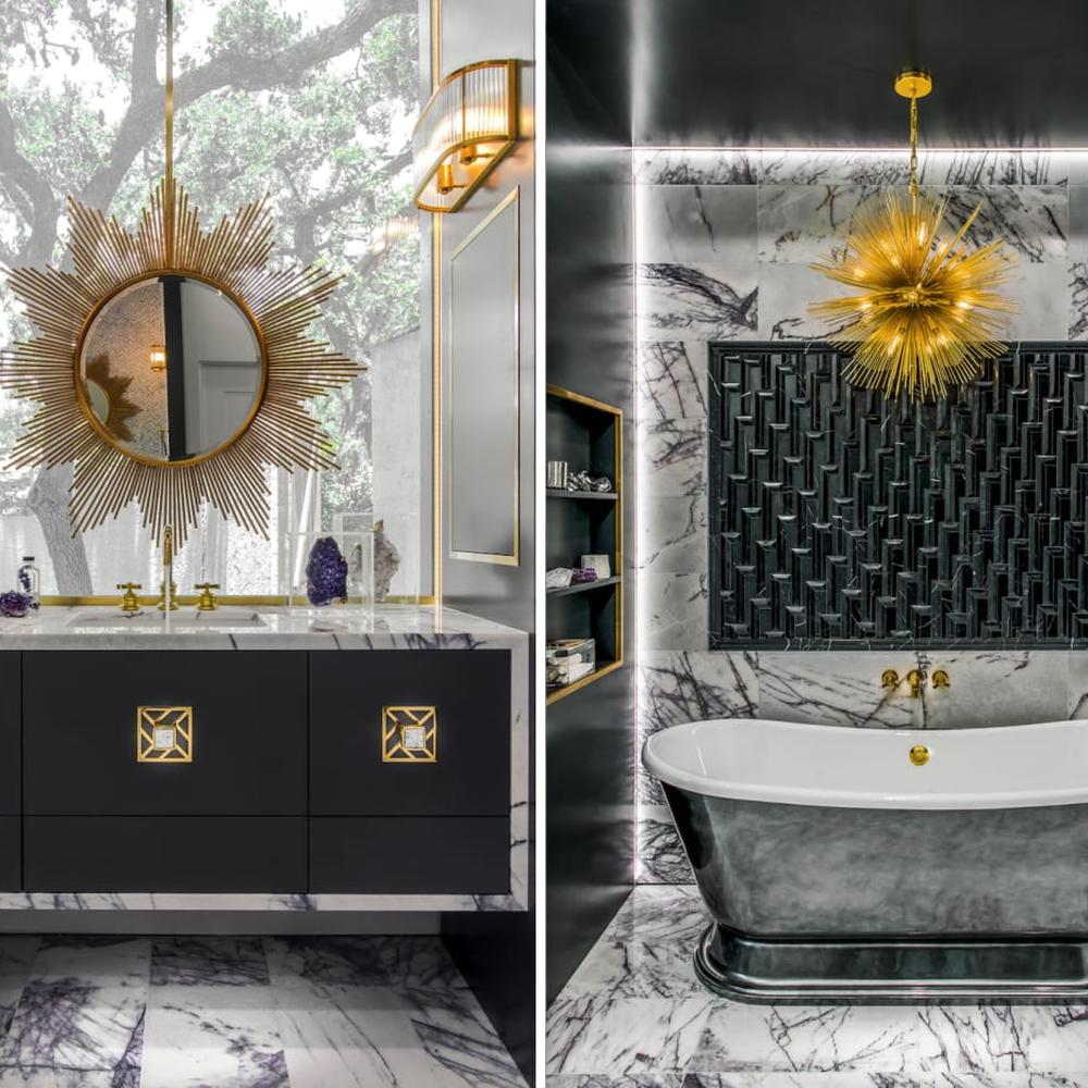 Thoughtful accessories enhancing a celestial-themed bathroom.