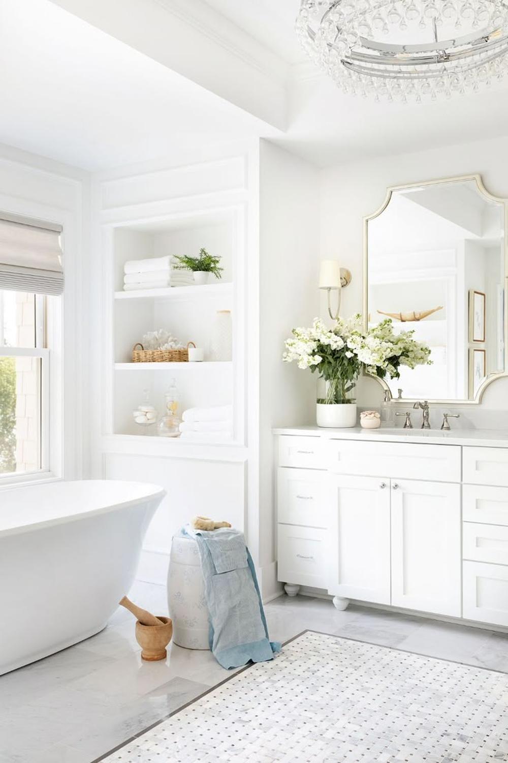 Baño relajante con toques pastel