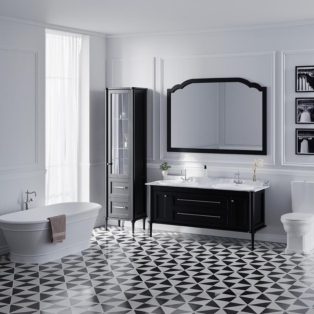 Baño con detalles geométricos y sofisticación