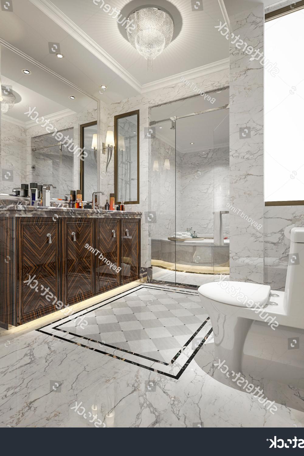 Baño con mármol y toques de oro