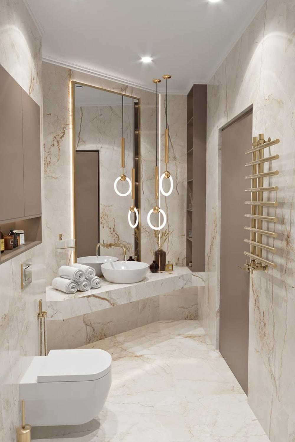 Baño moderno con características clásicas