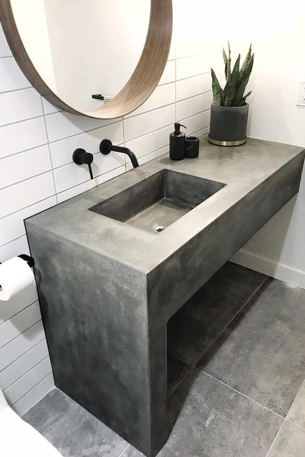 Polished Concrete with Seamless Sink Integration offering minimalist design features.