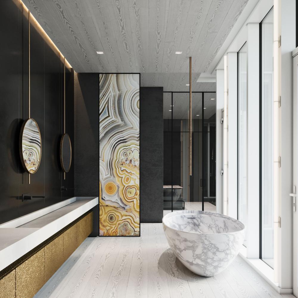 Baño contemporáneo con elementos de lujo