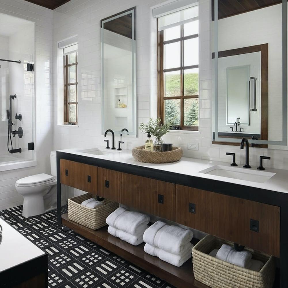 Baño con estilo rústico y moderno