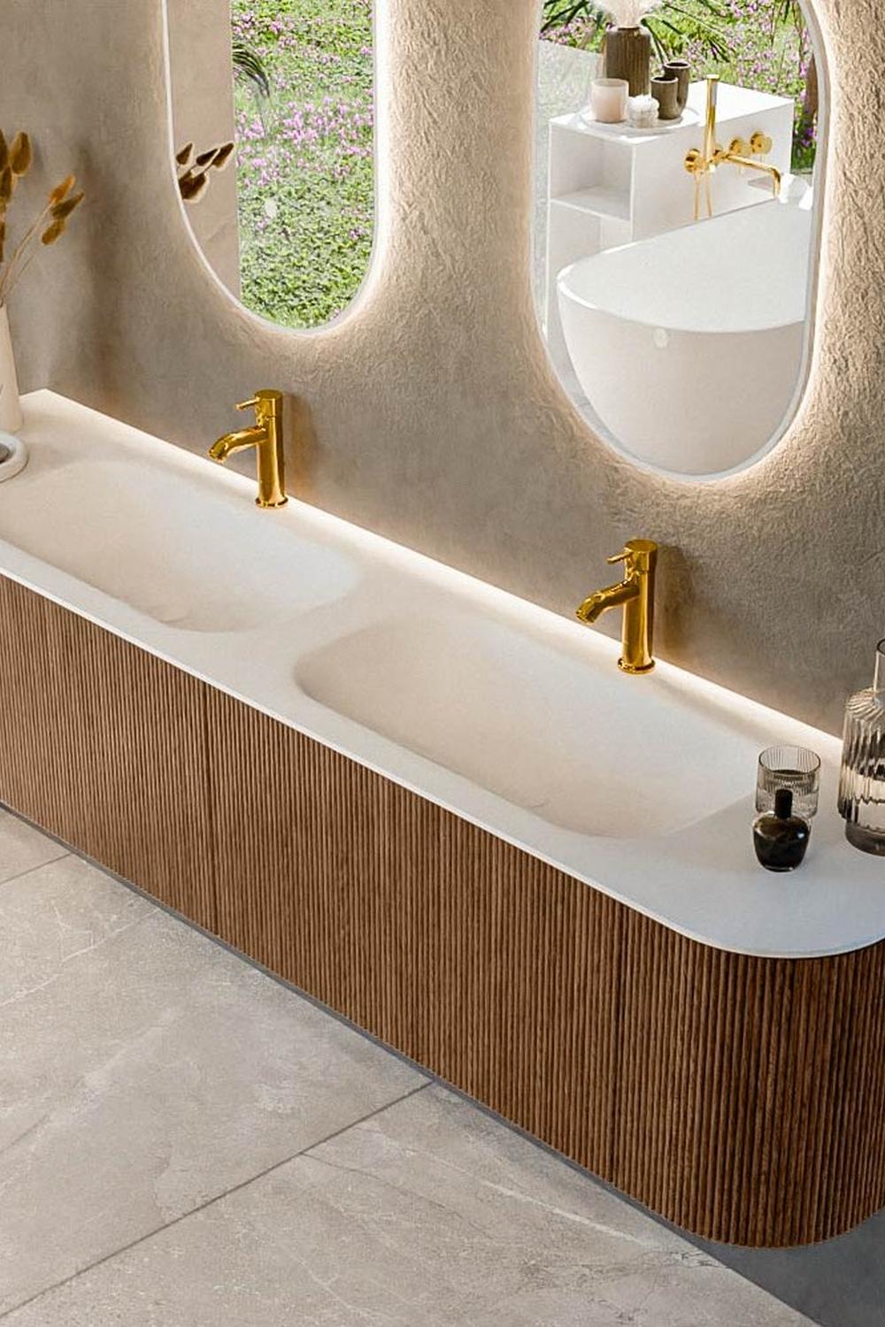 Lavabo curvo para espacios naturales y modernos