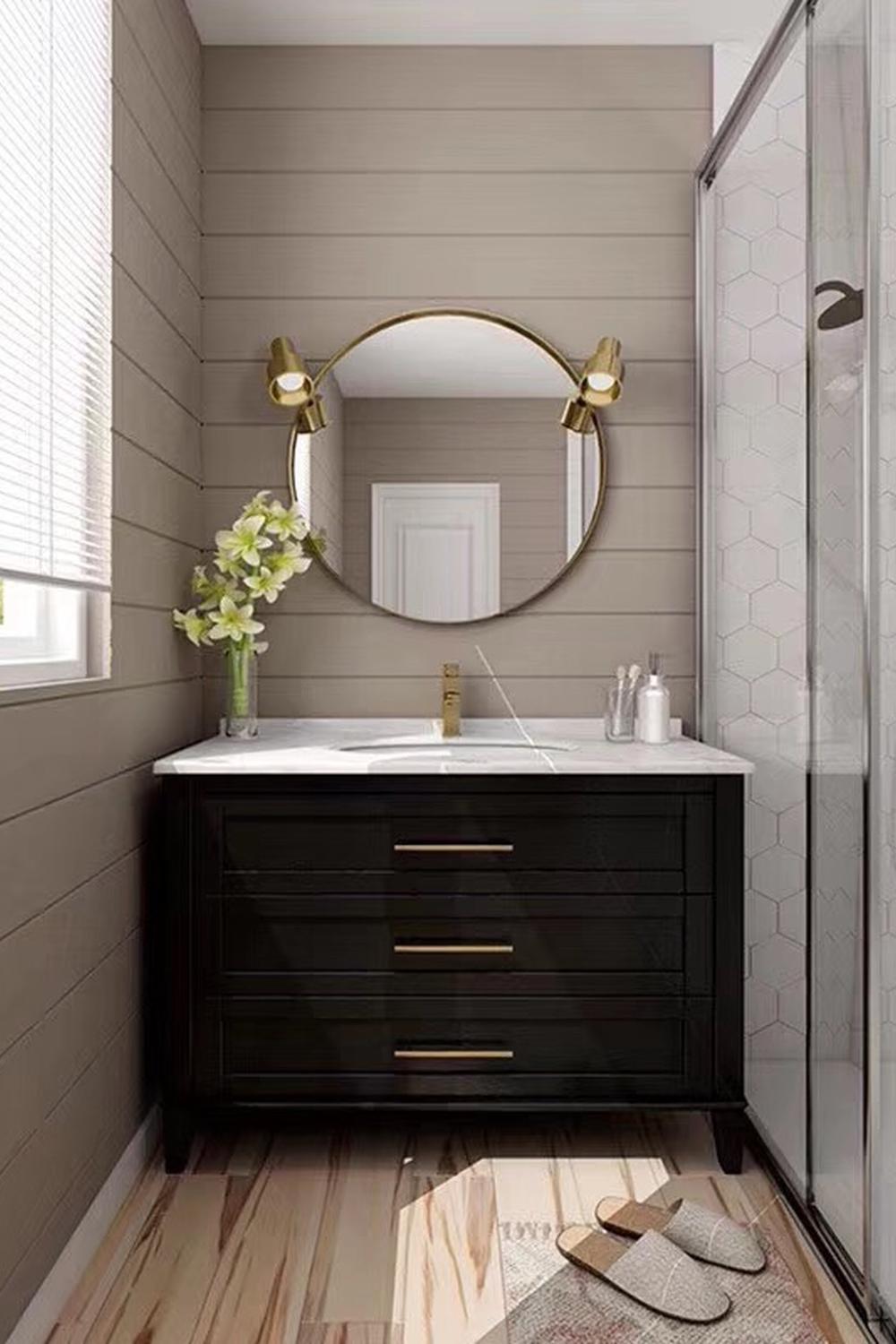 Mueble de baño sencillo y funcional en un ambiente moderno