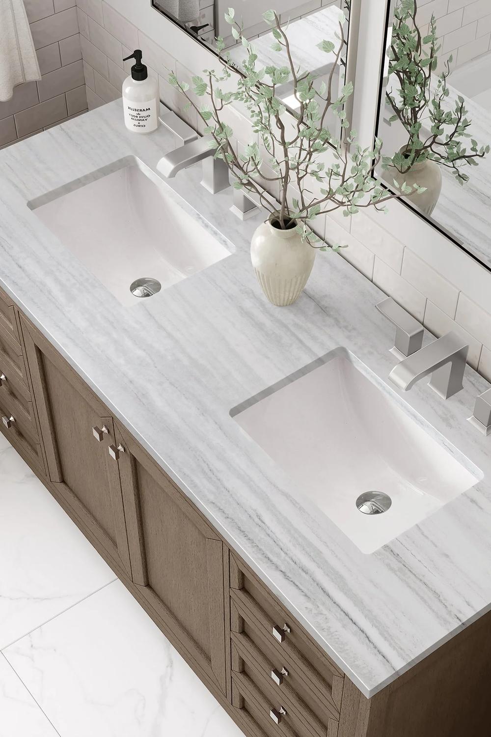 Mueble de baño doble con encimera de mármol elegante