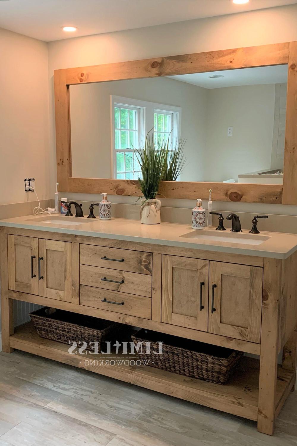 Mueble de lavabo doble rústico con diseño contemporáneo