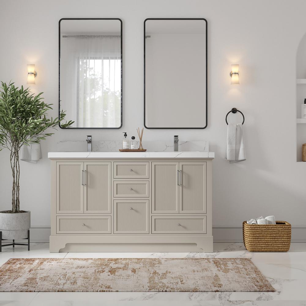 Mueble de baño doble contemporáneo de color beige