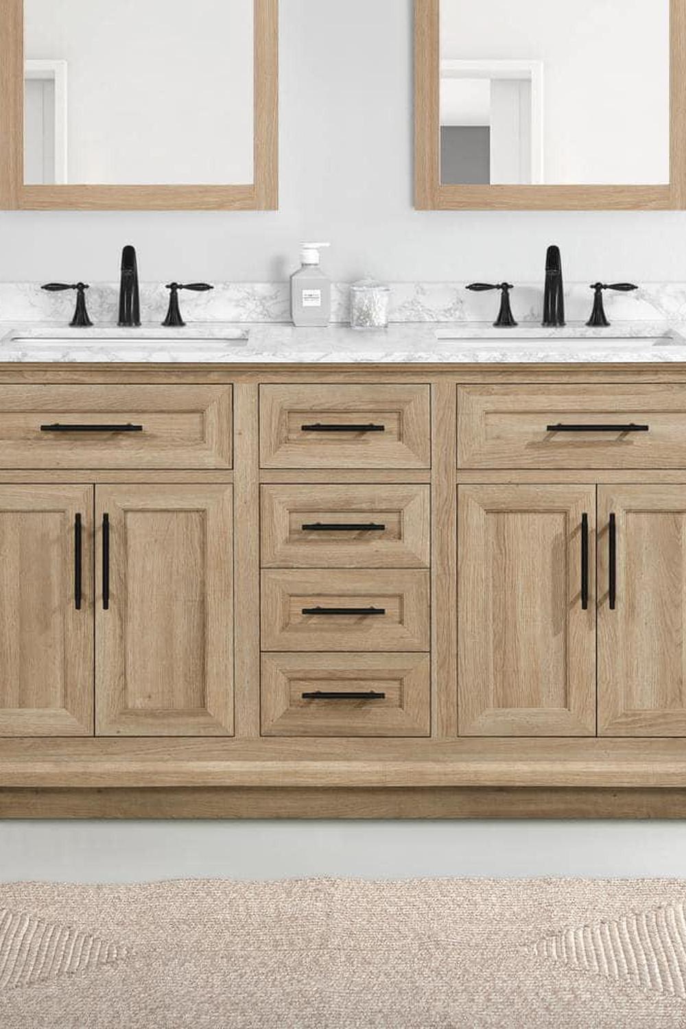 Mueble de baño de lavabo doble con diseño elegante y acogedor