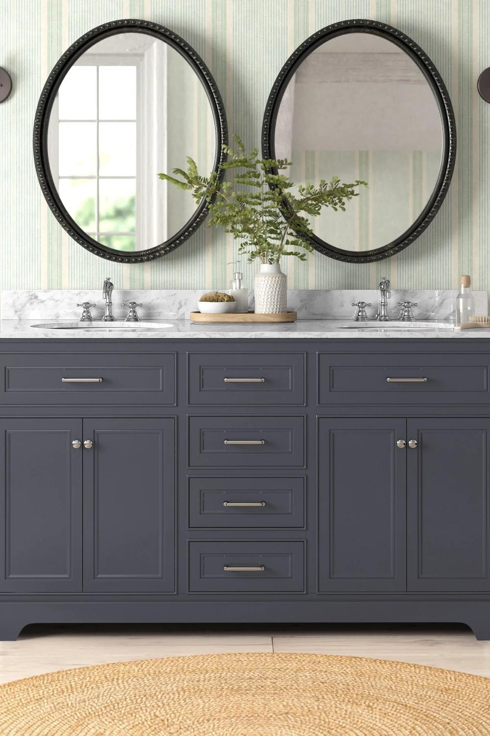 Mueble de baño doble azul oscuro