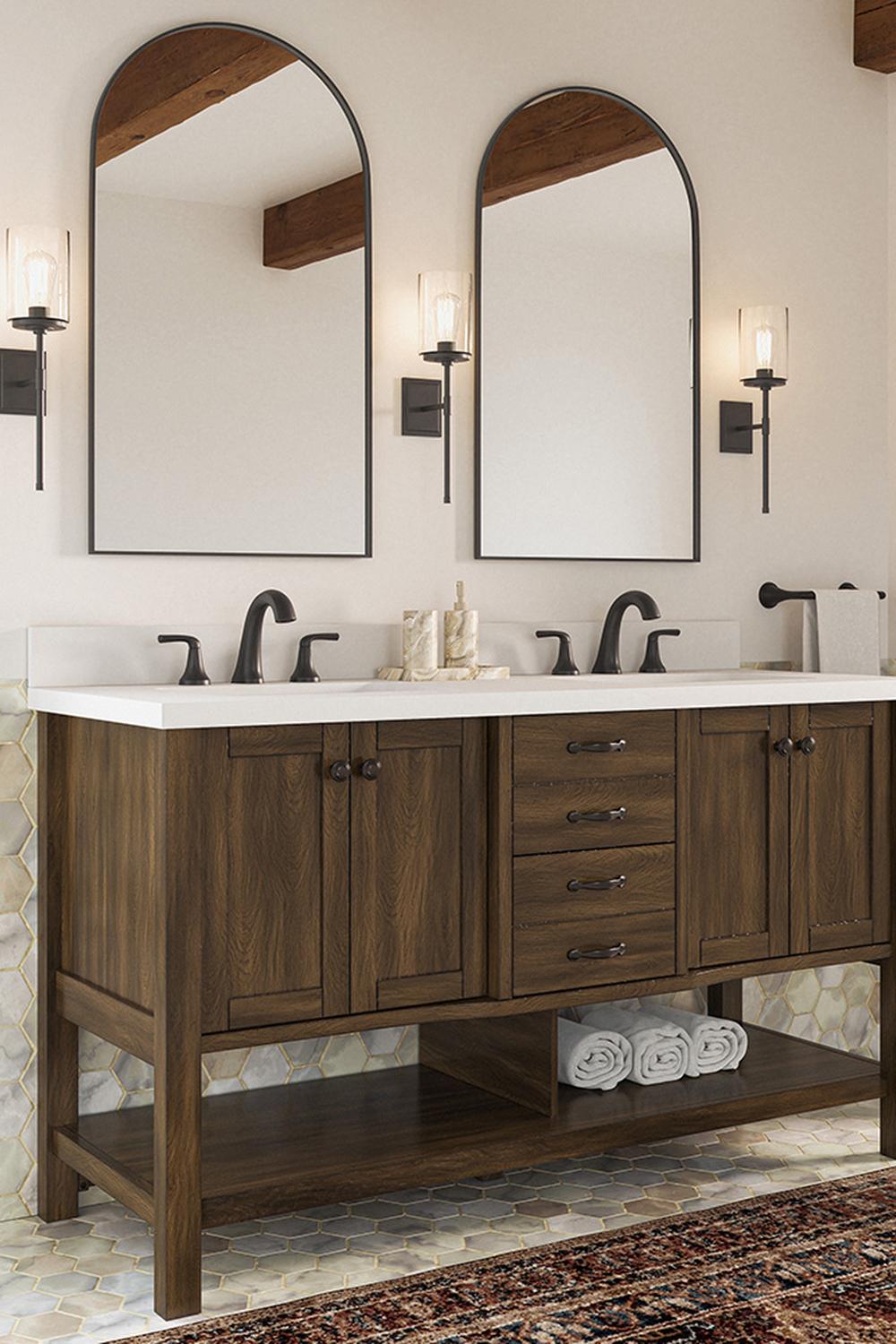 Mueble de baño de lavabo doble funcional y decorativo