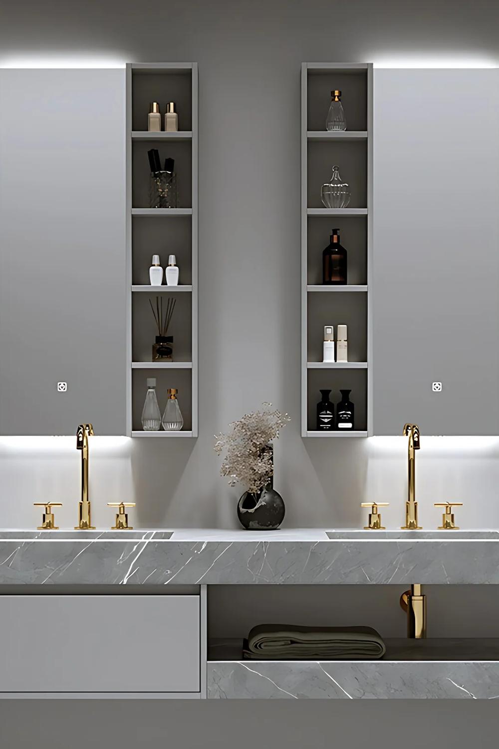 Contemporary double sink bathroom vanity