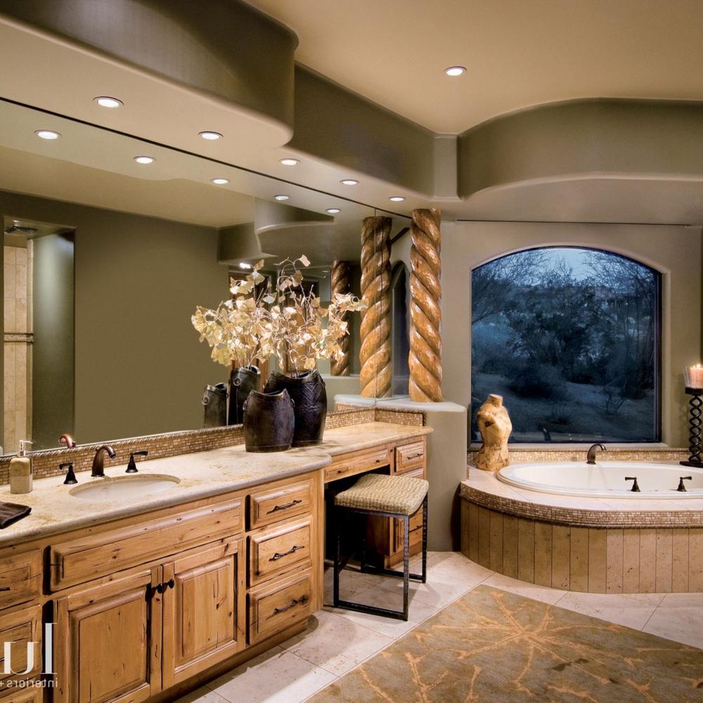 Baño elegante con acentos naturales