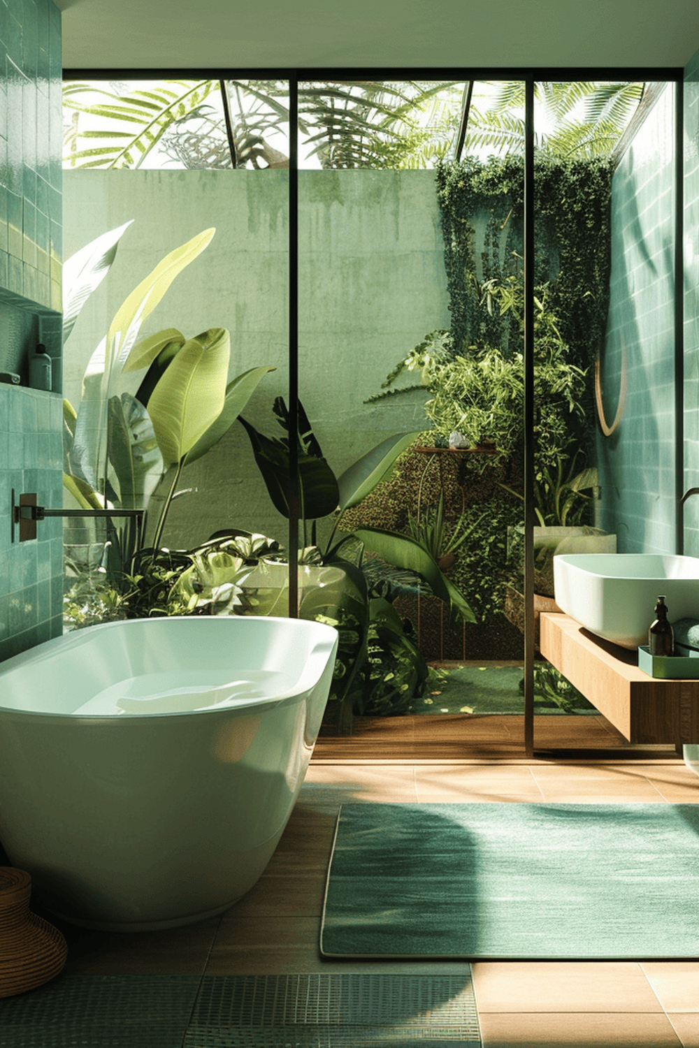 Baño con Bañera Independiente y Vista a la Naturaleza