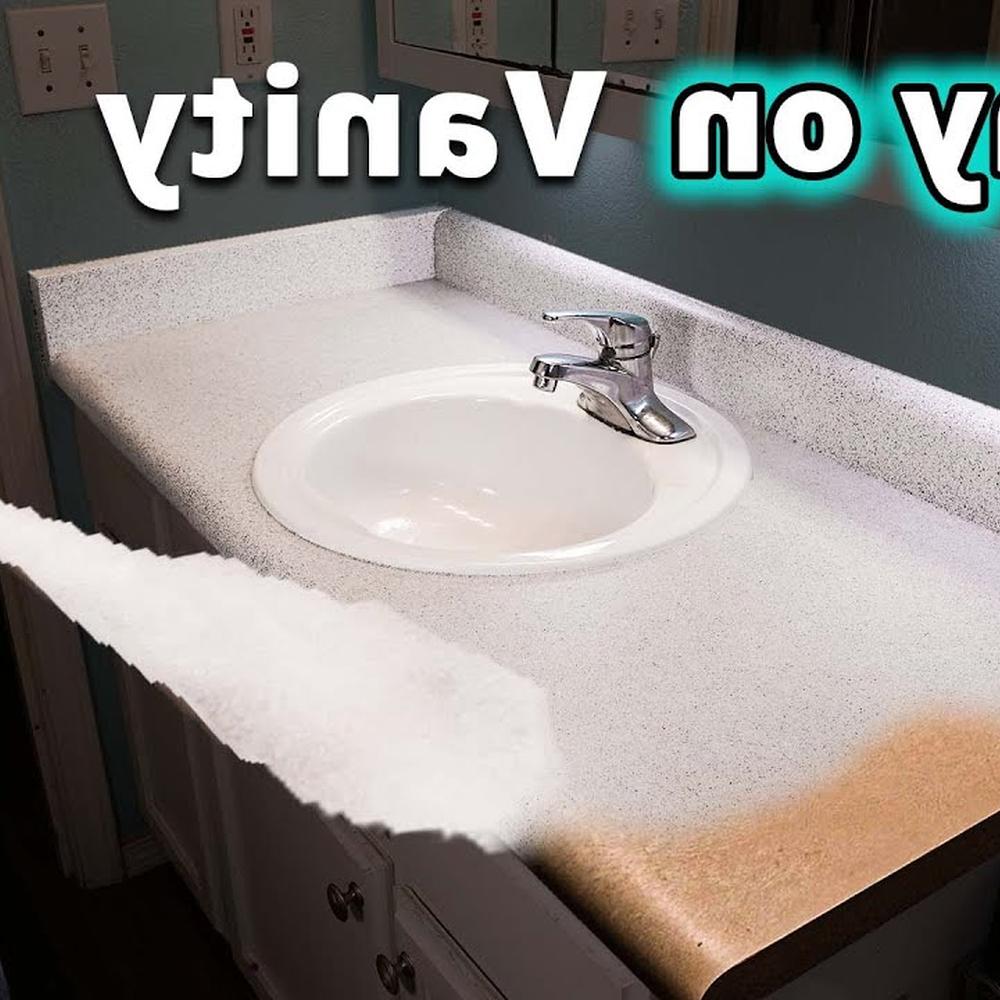 Encimera de baño de epoxi gris claro con lavabo redondo