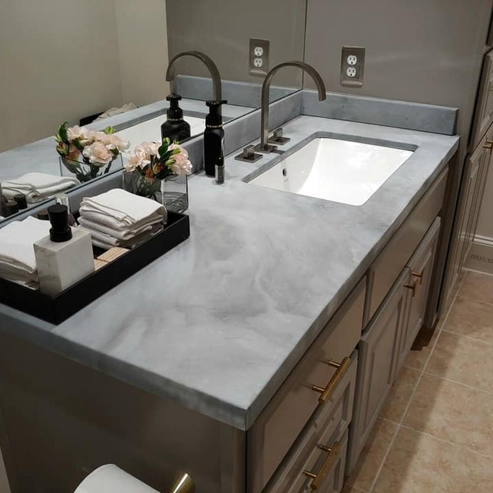 Encimera de baño de epoxi suave con lavabo rectangular