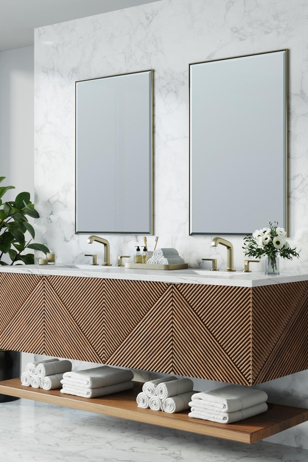 Lavabo flotante con diseño geométrico