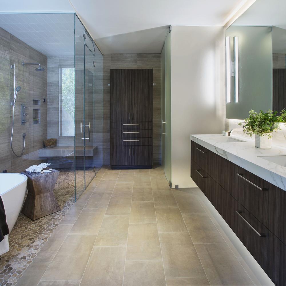 Lavabo flotante con diseño cálido y acogedor