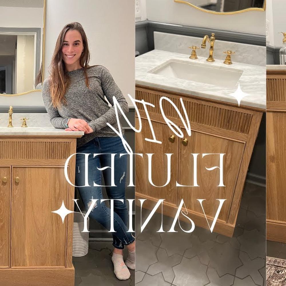 Fluted vanity with beautiful marble accents and contemporary style