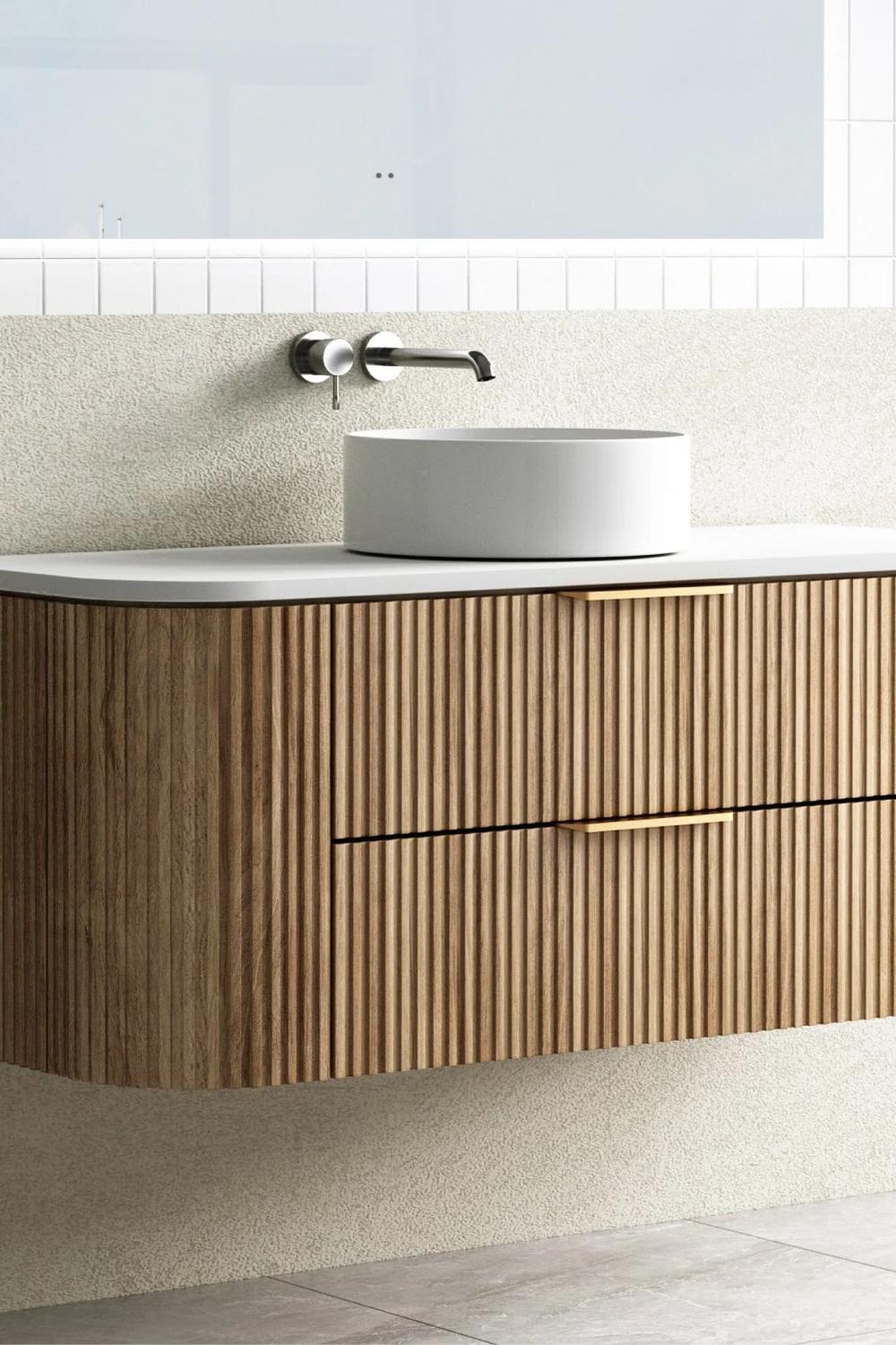 Striking modern fluted vanity with sleek styling