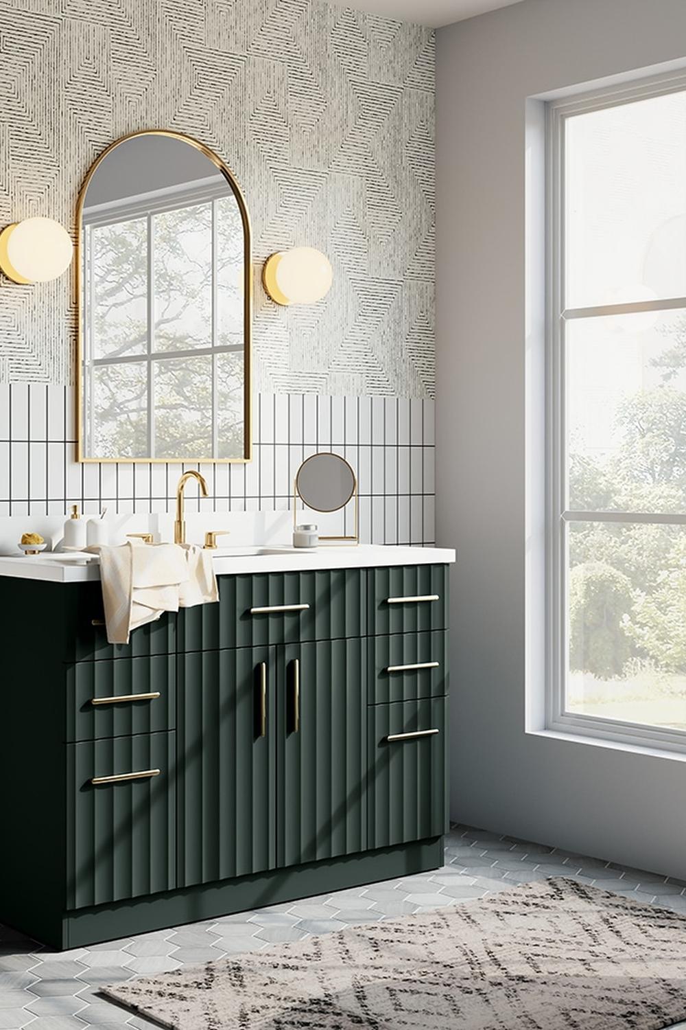 Baño contemporáneo con elegancia verde