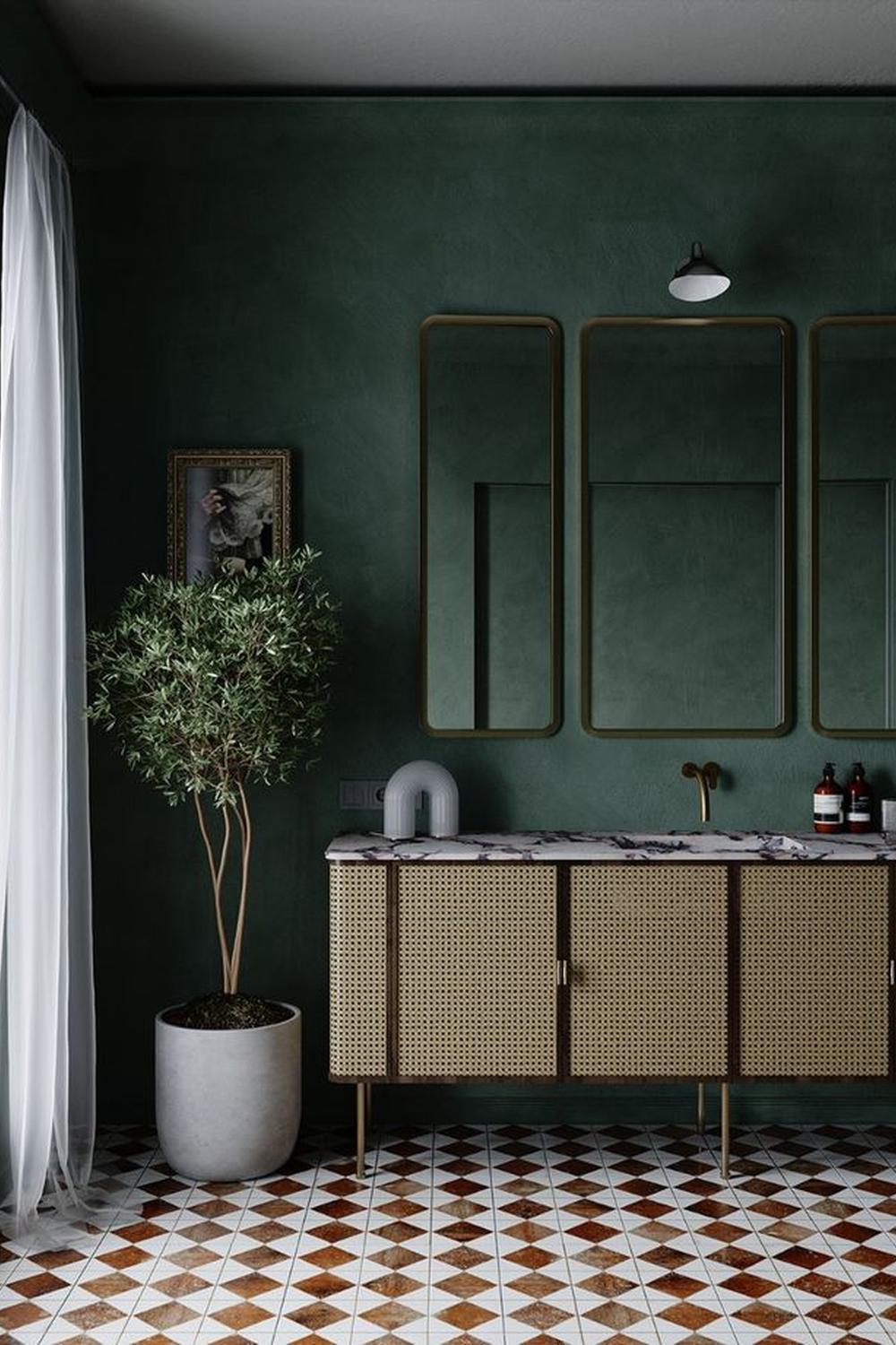 Baño elegante con acentos en mármol