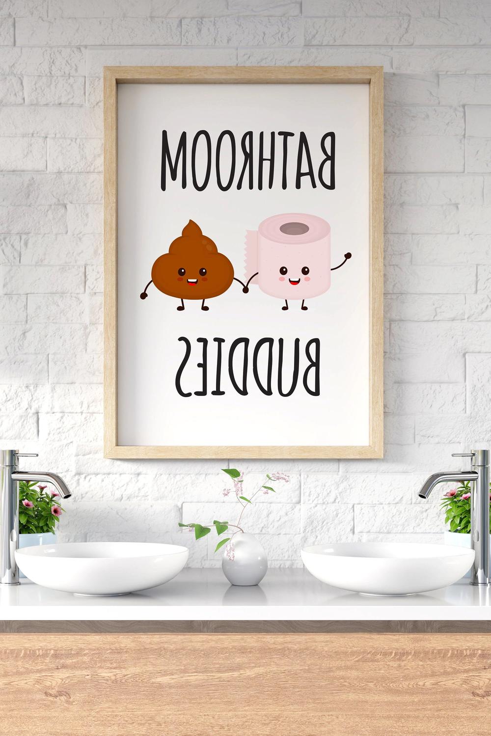 An artwork featuring cartoon characters a poop emoji and a toilet roll.