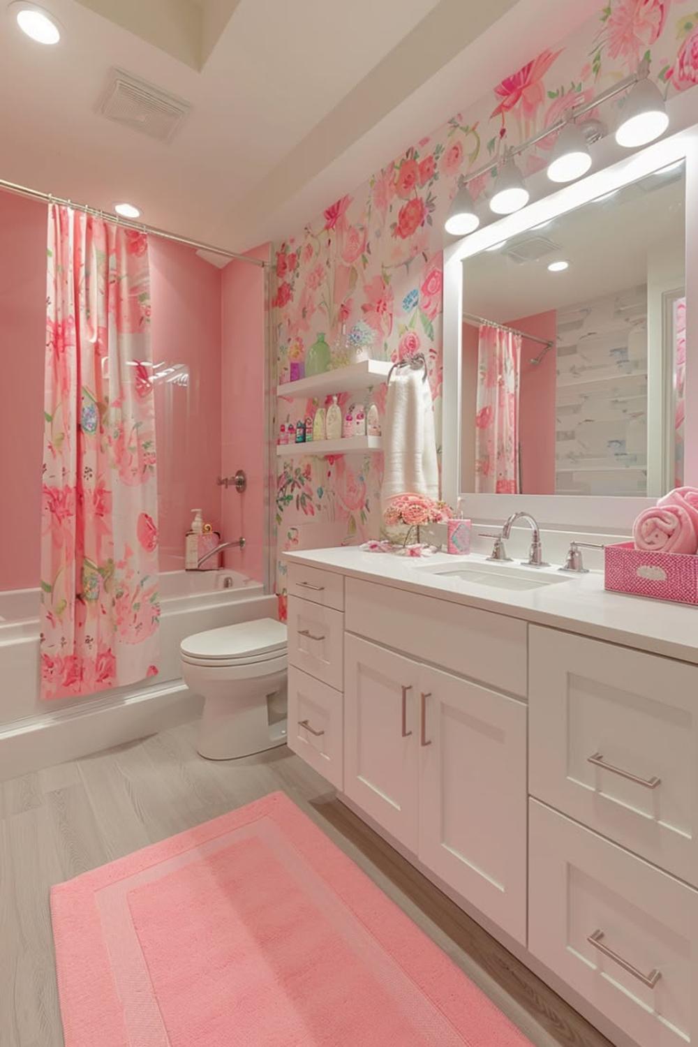 Charming girly bathroom with floral accents