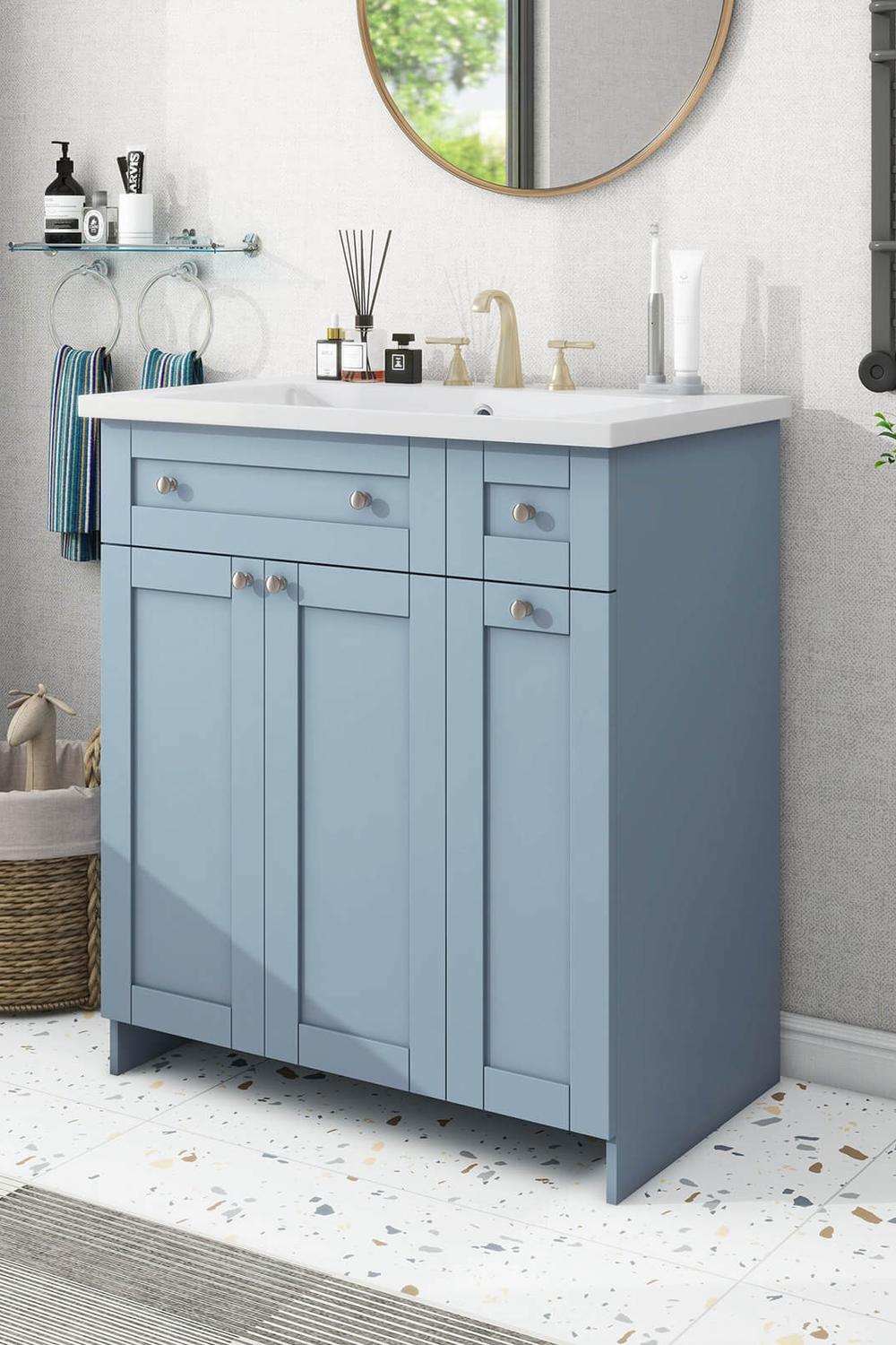 Contemporary bathroom featuring modern element freshness and functional aesthetics